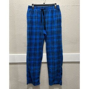 LIFE IS GOOD MEN FLEECE BLUE/BLACK PLAID SLEEP LOUNGE PANTS MEDIUM
